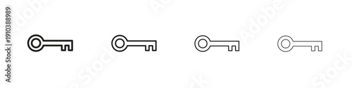key icon, thin line symbols. eps 10 vector