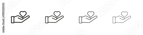 Life insurance icon, thin line symbols. eps 10 vector