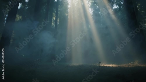 Soft mystical fog smoke with light rays passing through, volumetric lighting, cinematic 
