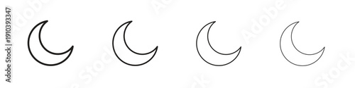 Moon icon, thin line symbols. eps 10 vector