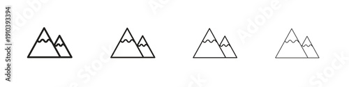 Mountain icon, thin line symbols. eps 10 vector
