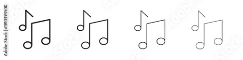 Music note icon, thin line symbols. eps 10 vector