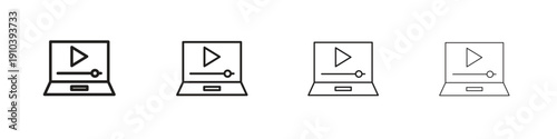 Online course icon, thin line symbols. eps 10 vector