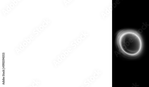 Photos Abstract black and white cosmic visualization featuring a bright glowing ring sh