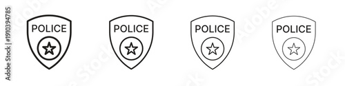 Police badge icon, thin line symbols. eps 10 vector