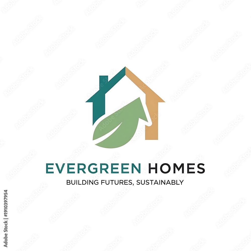 Fototapeta premium Evergreen Homes Sustainable Building Logo.