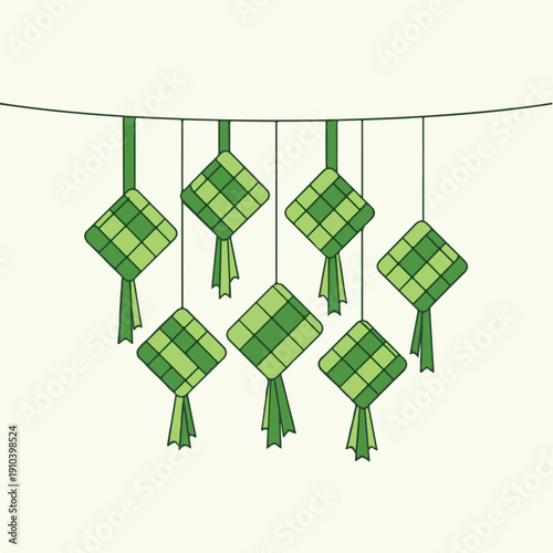 Green Plaid Tassel Ornaments Hanging.