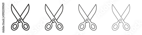 Scissors icon, thin line symbols. eps 10 vector