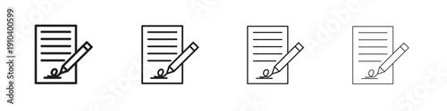 Signed contract icon, thin line symbols. eps 10 vector