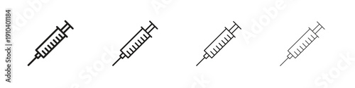Syringe injection icon, thin line symbols. eps 10 vector