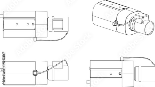 Vector sketch illustration of a silhouette of a CCTV camera design for a home security system