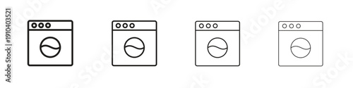 Washing machine icon, thin line symbols. eps 10 vector