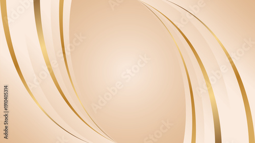 Abstract luxury curve background in cream and gold. Elegant beige wallpaper. Suitable for beauty products, templates, banners, sales, awards, events, websites, pages and more