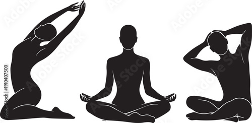 Burnout Recovery and Emotional Healing Human Silhouette Set – Stress Relief Concept Vector Illustration