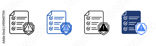 Risk Screening  Solid color and black line drawing vector illustration set