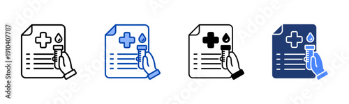 Medical Test  Solid color and black line drawing vector illustration set