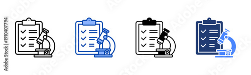 Lab Screening  Solid color and black line drawing vector illustration set
