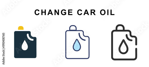 Car oil change canister icon set for automotive maintenance service
