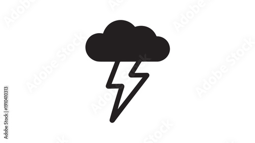 Stormy Weather Icon in Simple Flat Design with Dark Gray Color on White Background for Mobile App
