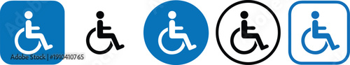Set of Handicap Disability Icons with Wheelchair Symbol for Accessibility Signage