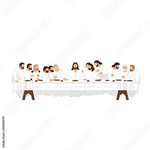 Jesus and disciples at Last Supper illustration