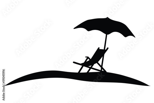 Beach Silhouette, Summer Vacation Icon