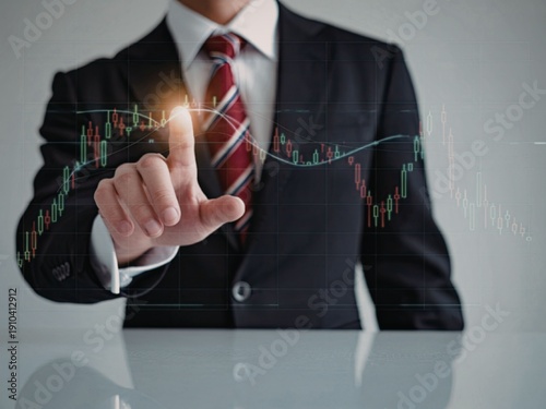 Businessman interacting with virtual stock market graph
