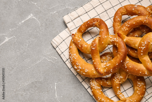 Napkin with tasty pretzels ...