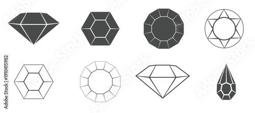 set of icons on a theme gems