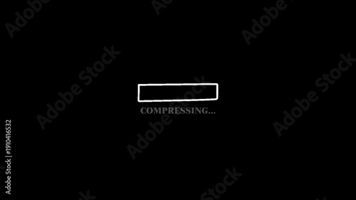 Black Screen Compressing Progress Bar Animation Pixel Style 4K Status Bar Loop Chroma Key Background with Minimal HUD Digital Technology Interface Motion Video Template