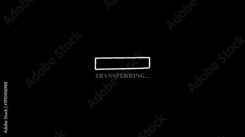 Black Screen Transferring Progress Bar Animation Pixel Style 4K Status Bar Loop Chroma Key Background with Minimal HUD Digital Technology Interface Motion Video Template