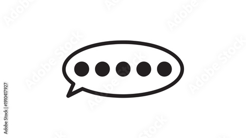 Speech Bubble with Dots in Simple Line Art Style on White Background for Chat Icon