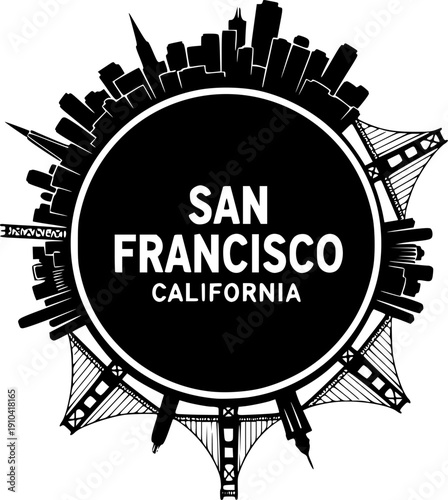 The San Francisco Skyline circular Seal symbol silhouette
