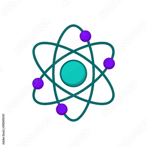 Atom Icon With Four Electrons Orbiting Central Nucleus Vector Graphic