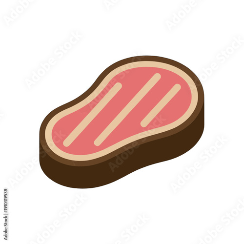 Grilled Steak Meat Slice 3d Icon For Food Apps