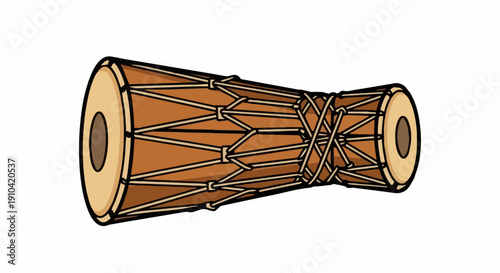 Wooden drum for cultural music performance.