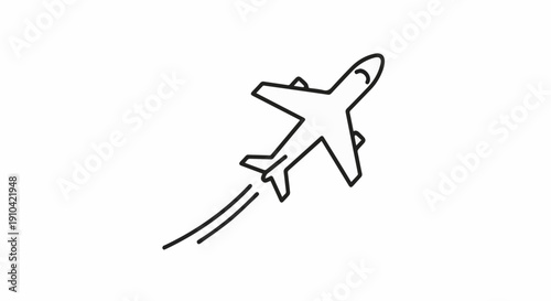 Minimal airplane icon for aviation and travel concept.