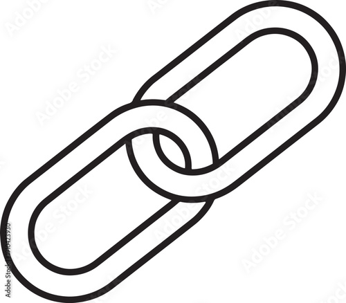 Outline icon representing a chain link symbol for attaching or linking items within an interface or system.
