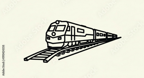 Train on railroad tracks moving forward in transportation infrastructure