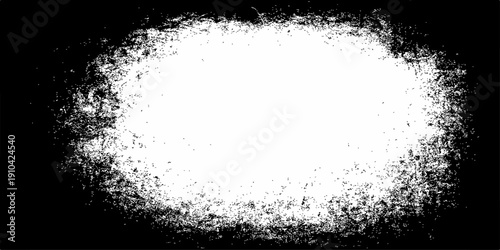 Abstract black and white grunge ink splatter frame background