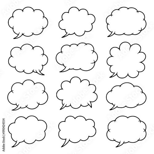Vector speech bubbles or chat icons, outline style, for comment section, discussion forum, or social media, Isolated, png isolated PNG with Transparent Background