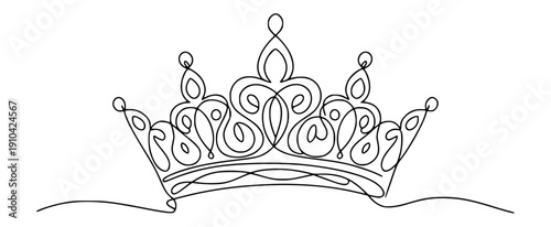 Continuous line drawing of a crown, royalty symbol, vector illustration for logo or icon isolated PNG with Transparent Background