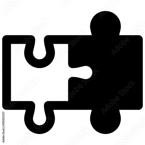 Integration. Outlined stroke vector icon with black-filled details.