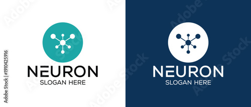 Neuron logo nerve cell logo design, template icon, molecule, atom, logo illustration template with vector concept