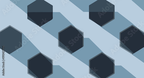 Abstract geometric pattern with overlapping hexagonal shapes and shadows