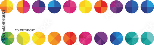 Comprehensive color theory palette with vibrant circular swatches representing graphic design education branding inspiration artistic coordination and professional digital color scheme selection 