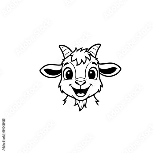 Happy Cartoon Goat Head