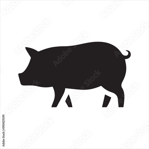 Pig Silhouette Icon on white background 