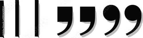 Set of Black Quotation Marks and Vertical Divider Line Icons for Text Formatting Editorial Layouts Creative Writing Blog Design and Professional Document Typography Elements