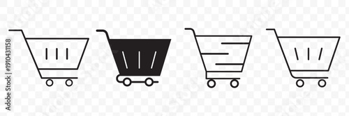 Shopping Cart Icon Set Line and Solid style for Ecommerce Purchase.